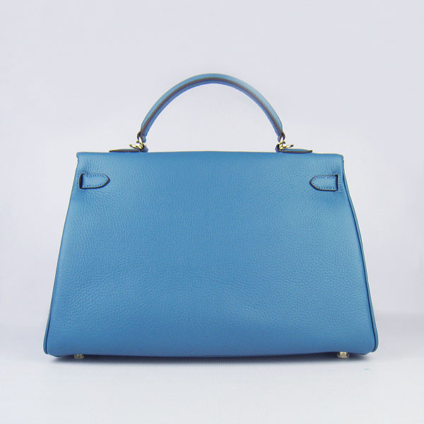 High Quality Hermes Kelly 35CM Togo Leather Bag Middle Blue 6308 - Click Image to Close